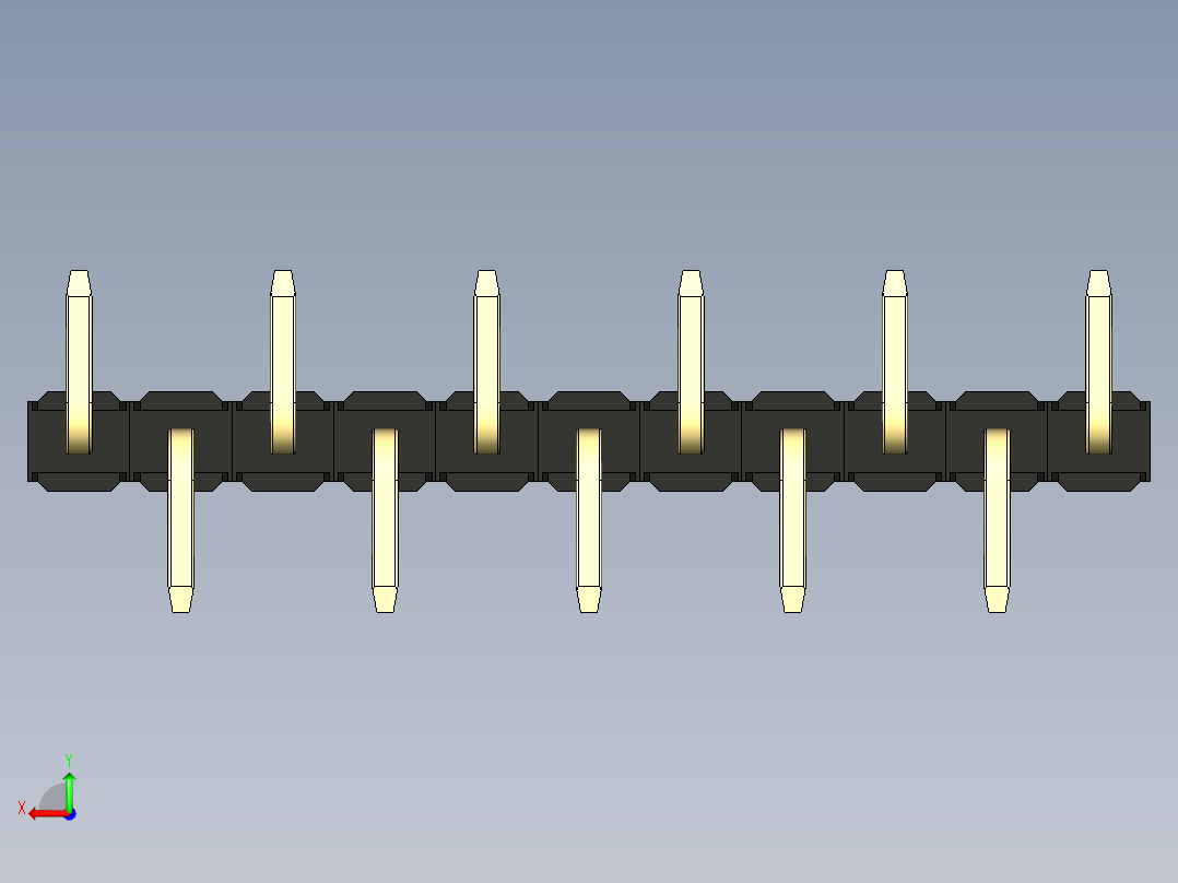 彩色公排针 100mil 2.54mm 系列-DS1022_black_11p_100mil_Type_SMT_R1_rev1.0后视图
