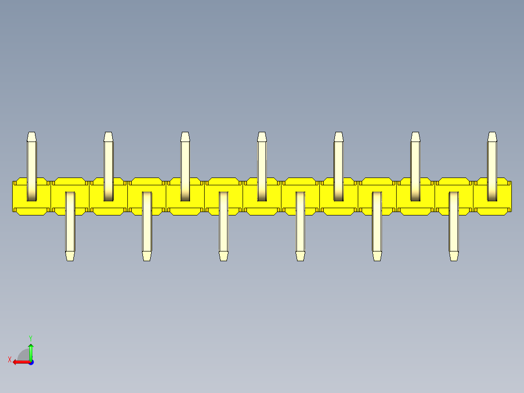 彩色公排针 100mil 2.54mm 系列-DS1022_yellow_13p_100mil_Type_SMT_R1_rev1.0后视图