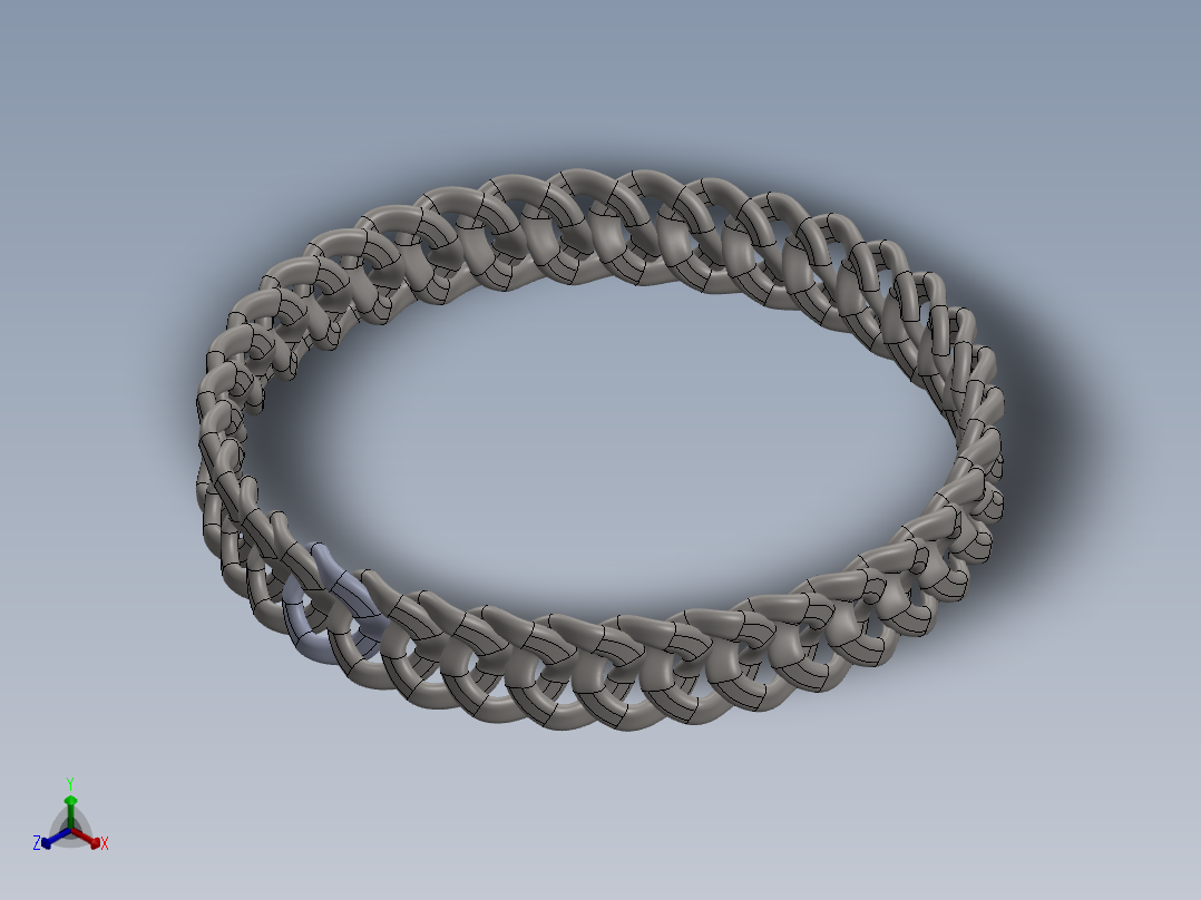 手镯，链条正等轴测图