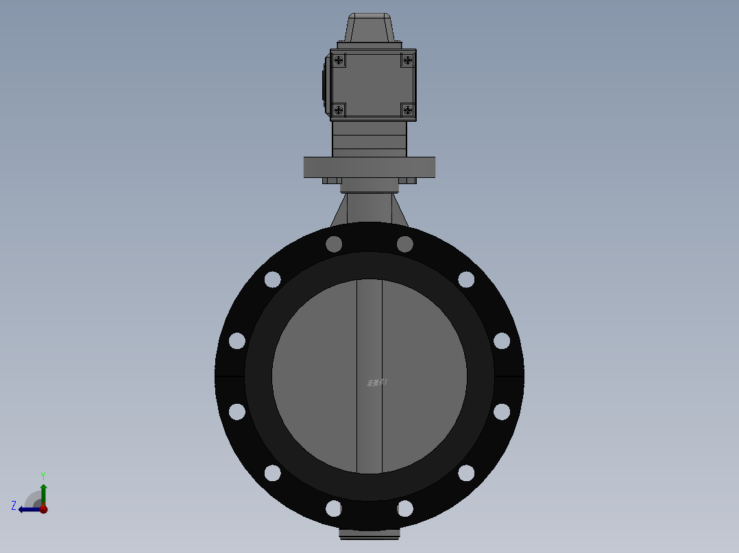 法兰式电动蝶阀-铸铁 DN50-DN400右视图