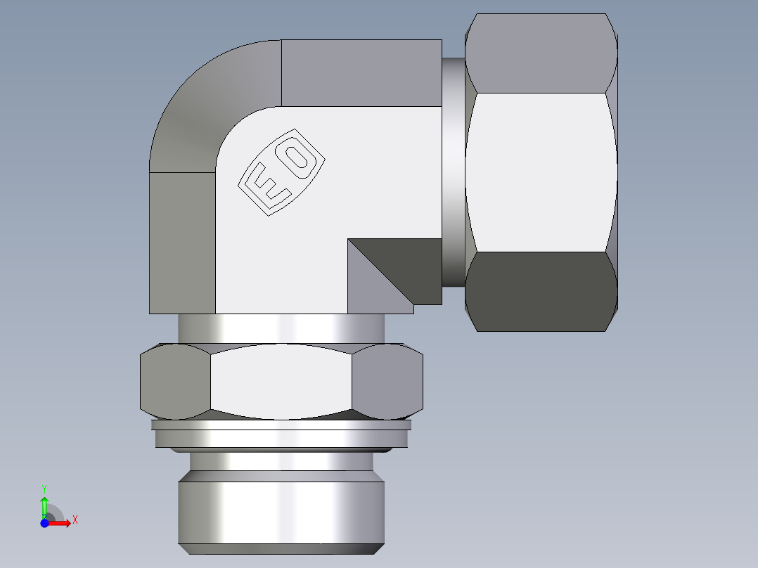 卡套式工业通用硬管接头EO_Adjustable_Locknut_elbow_WEE22LM27x2CF前视图