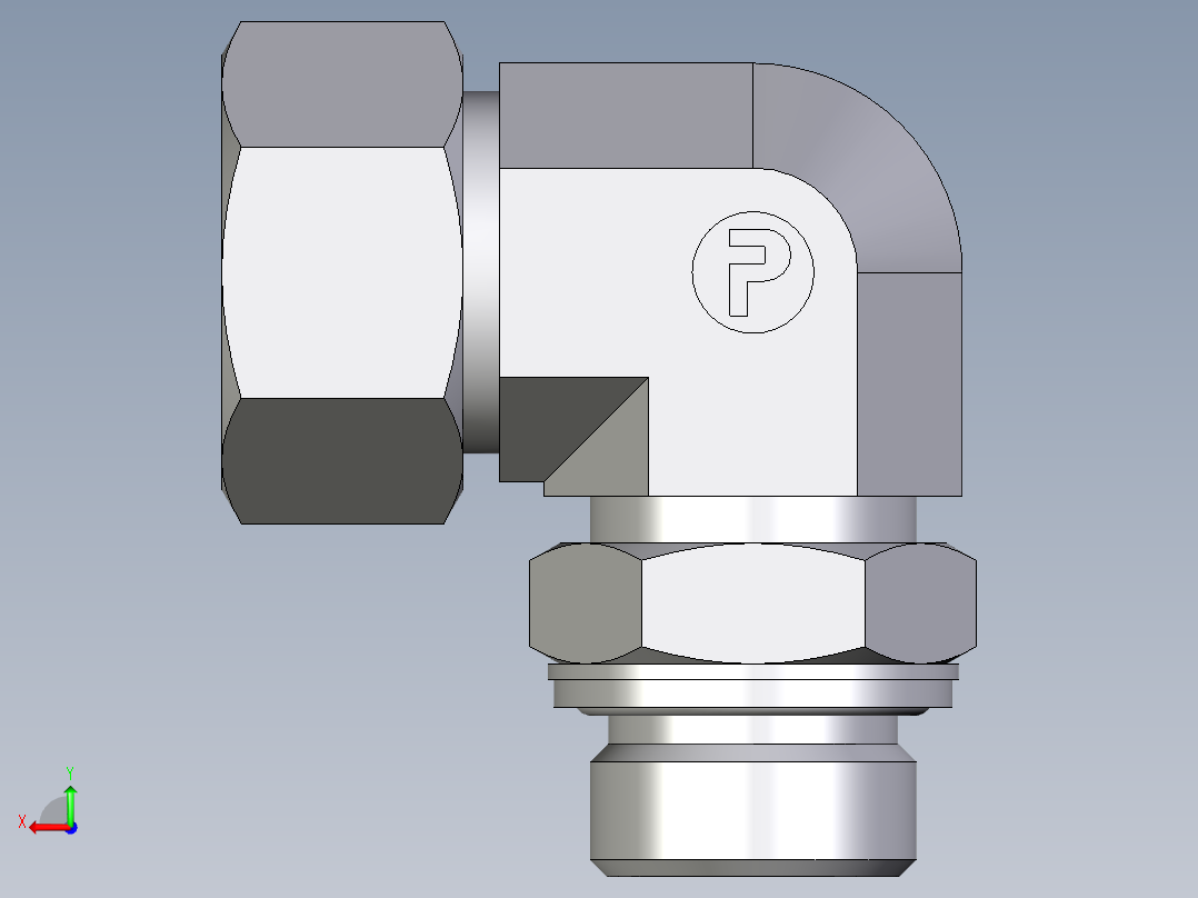 卡套式工业通用硬管接头EO_Adjustable_Locknut_elbow_WEE22LM27x2CF后视图
