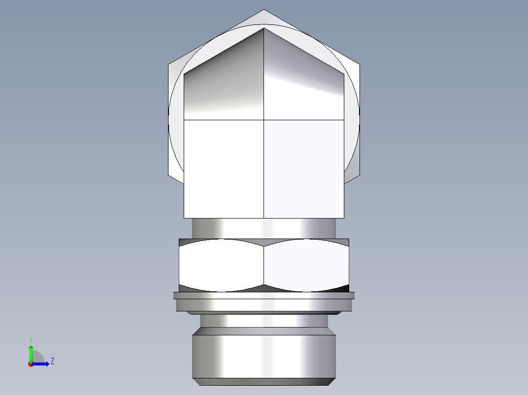 卡套式工业通用硬管接头EO_Adjustable_Locknut_elbow_WEE22LM27x2CF左视图