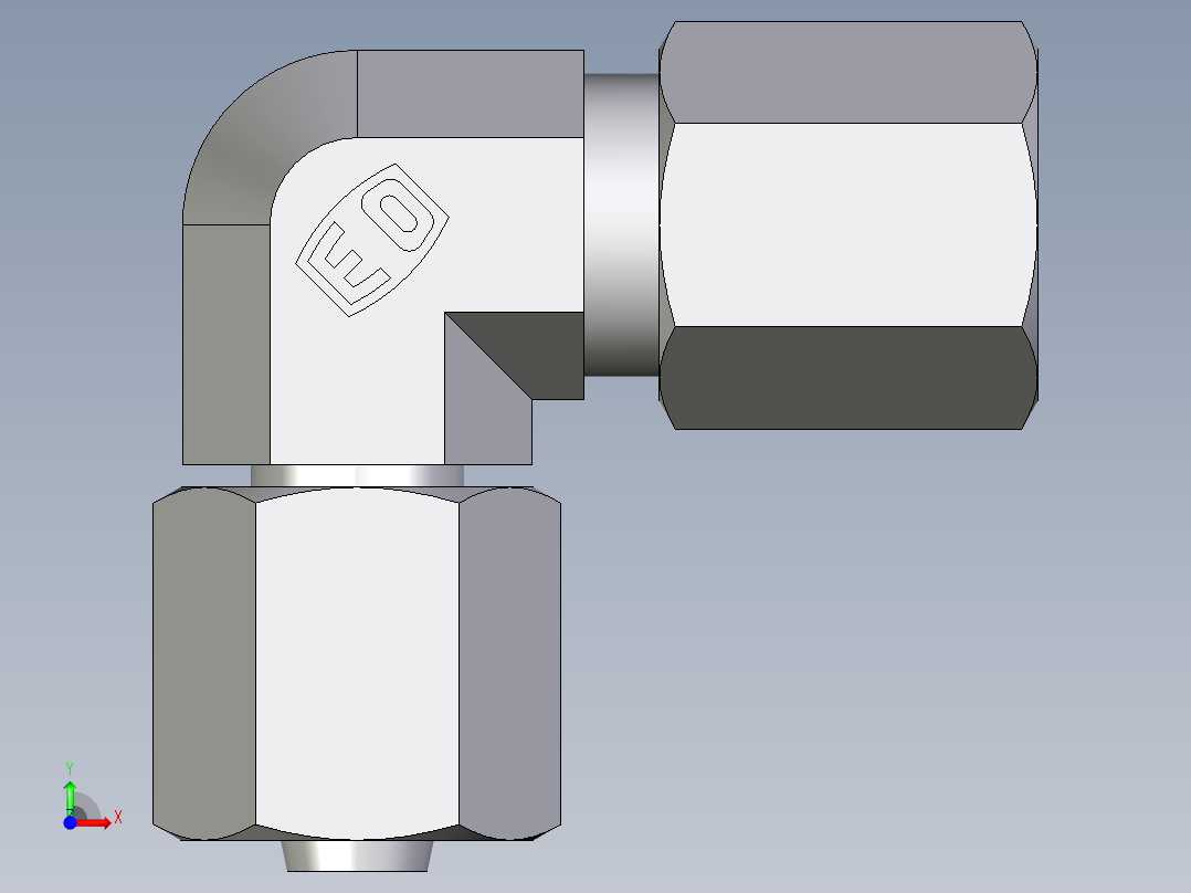 卡套式工业通用硬管接头EO_Swivel_nut_elbow_EW06L71前视图