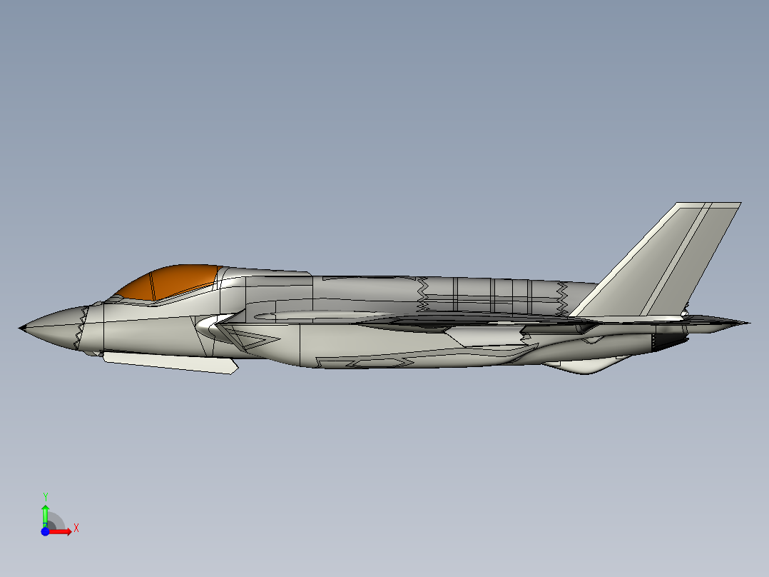 F-35A lightning-ii战斗机模型3D图纸 STEP格式前视图