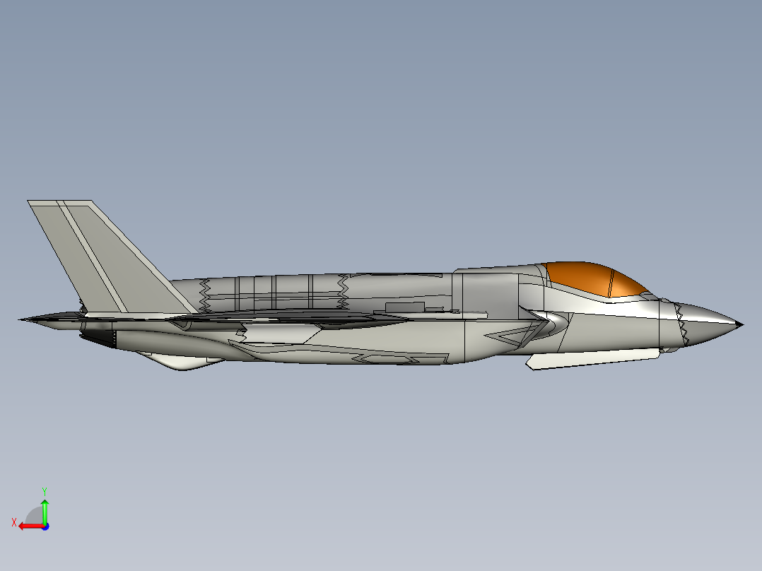 F-35A lightning-ii战斗机模型3D图纸 STEP格式左视图