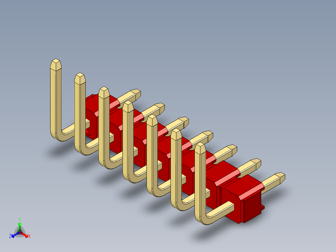 彩色公排针 100mil 2.54mm 系列-DS1022_red_07p_100mil_TypeU_rev1.0
