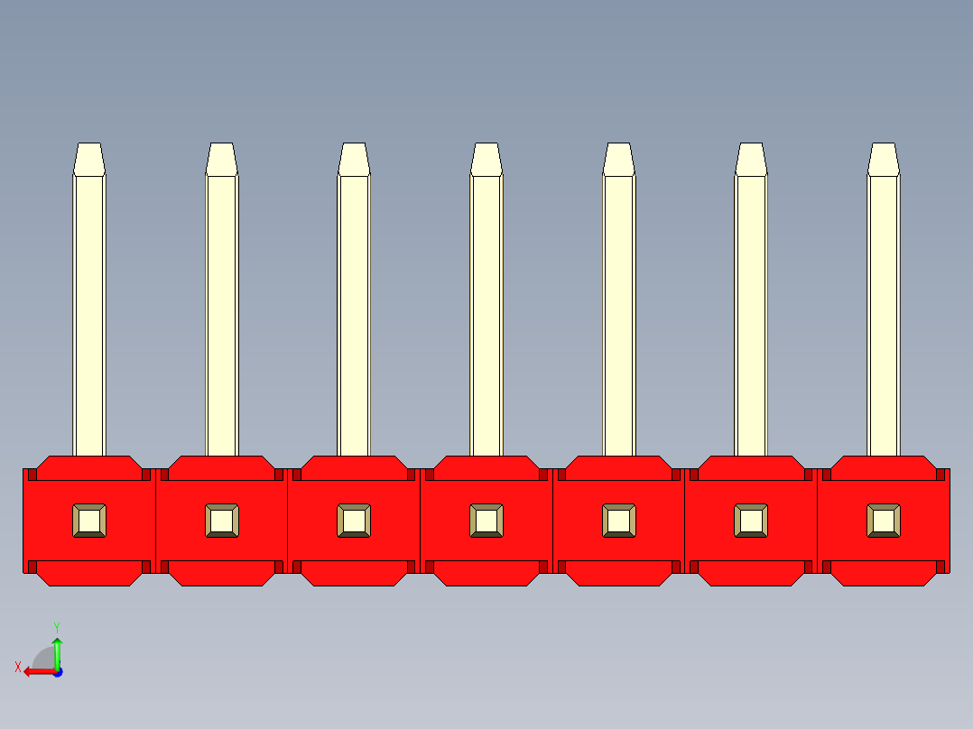 彩色公排针 100mil 2.54mm 系列-DS1022_red_07p_100mil_TypeU_rev1.0后视图
