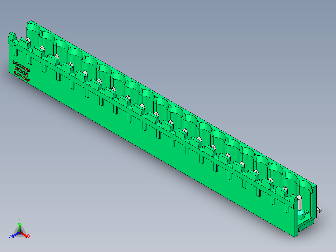 DEGSON 2EDG 系列 5.08mm 可插拔接线端子组-2EDGR-5.08-20P-14-00AH正等轴测图