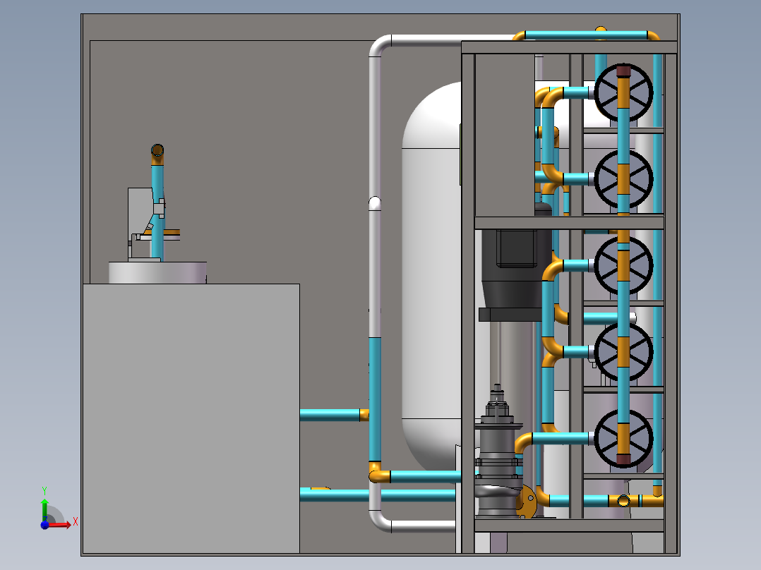 移动集装箱净水方案sw16可编辑前视图