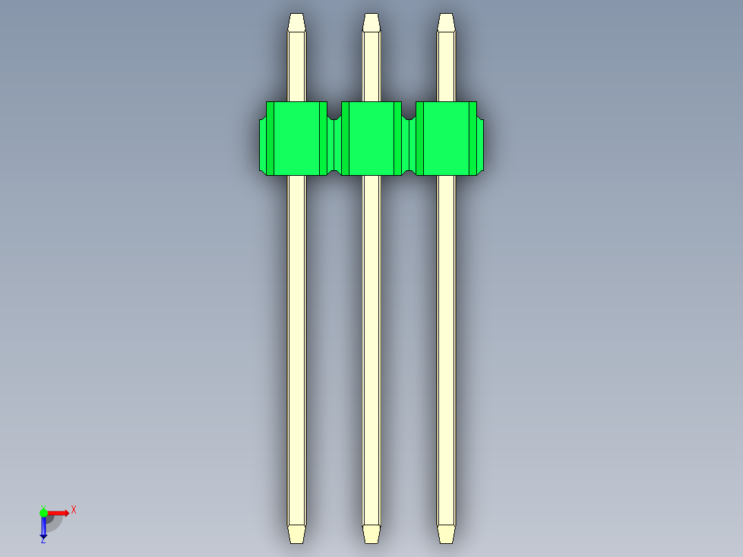 彩色公头100mil（2.54mm）系列-DS1021_green_2x03p_100mil_Type5_rev1.0俯视图