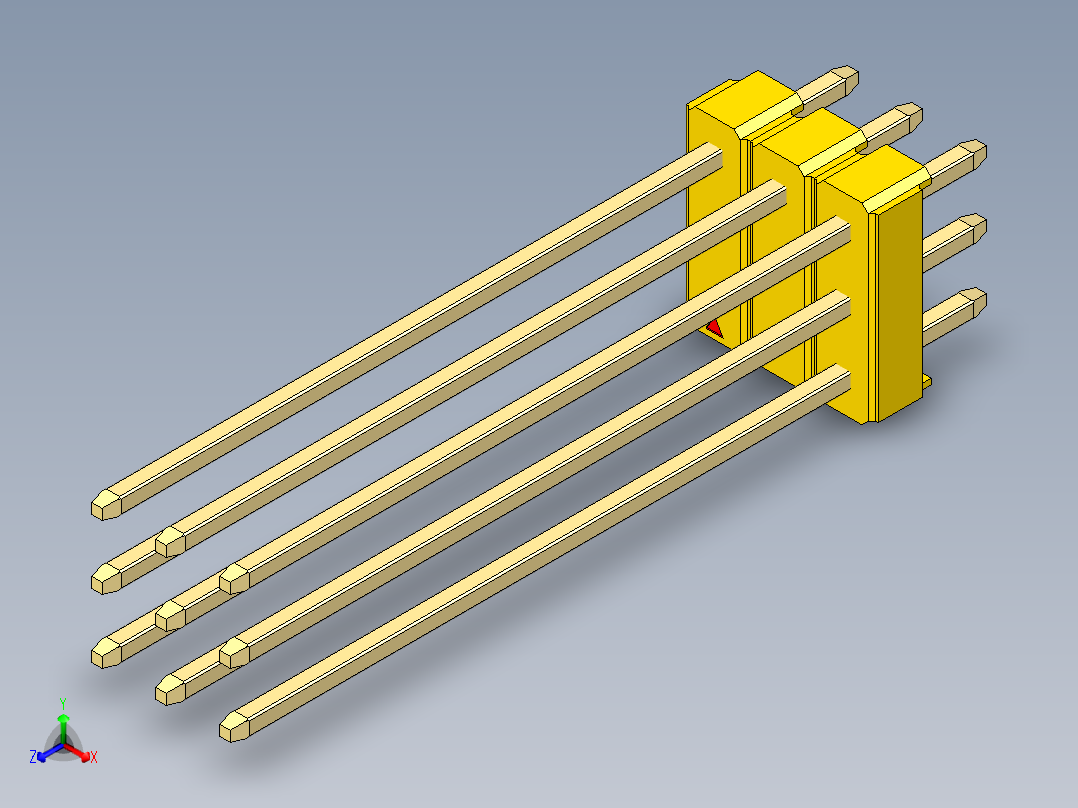 彩色公头100mil（2.54mm）系列-DS1021_yellow_3x03p_100mil_Type43_rev1.0