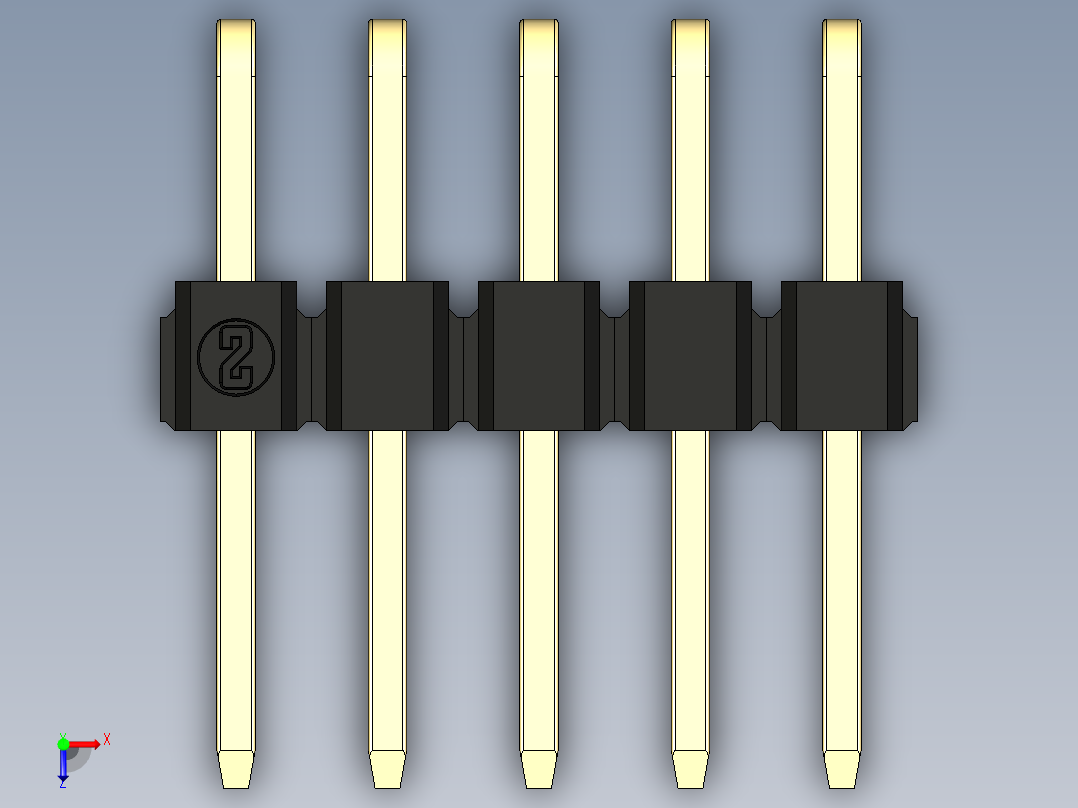 彩色公排针 100mil 2.54mm 系列-DS1022_black_2x05p_100mil_TypeD_rev1.0俯视图
