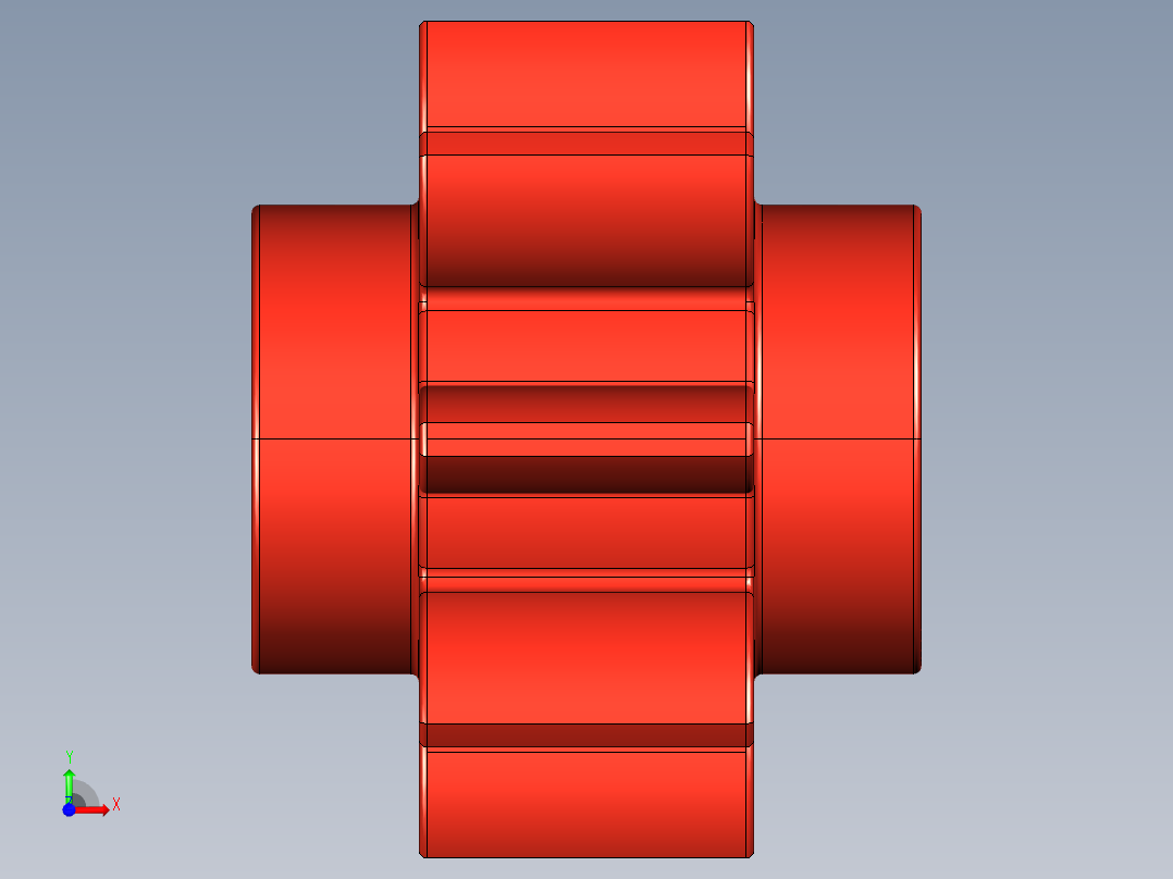 3647 Red Technic Gear 8 Tooth.STEP前视图