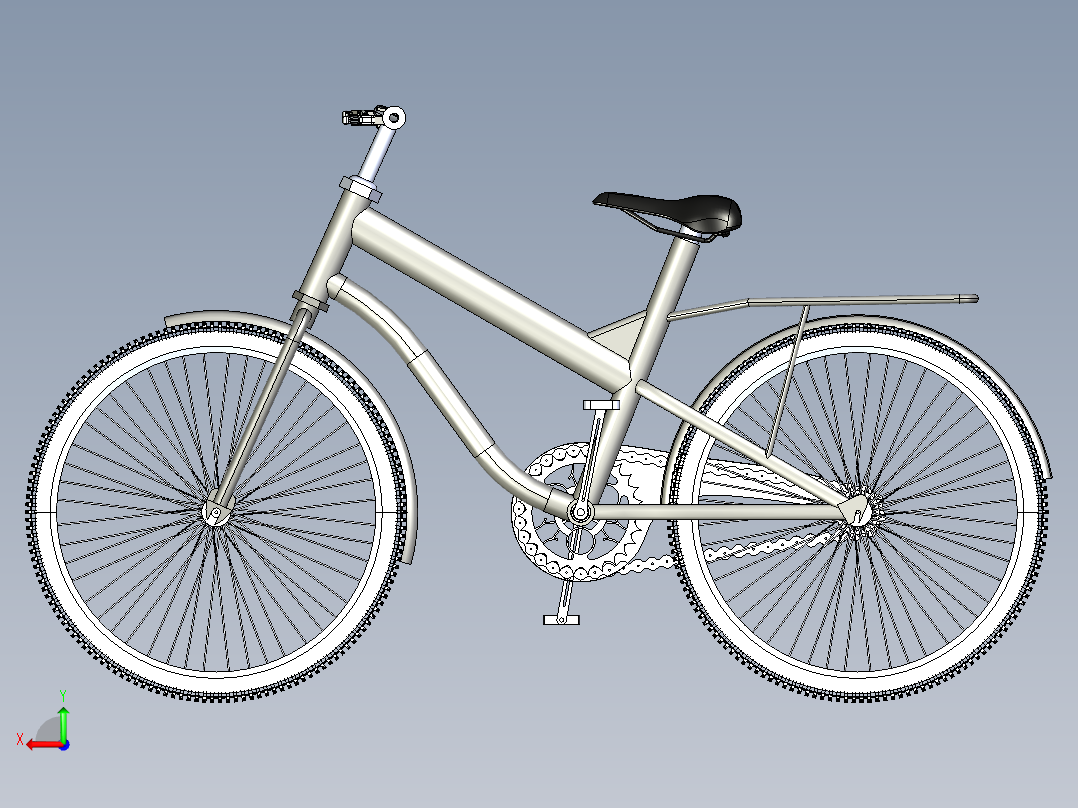 21---自行车模型step三维图纸模型设计图纸后视图