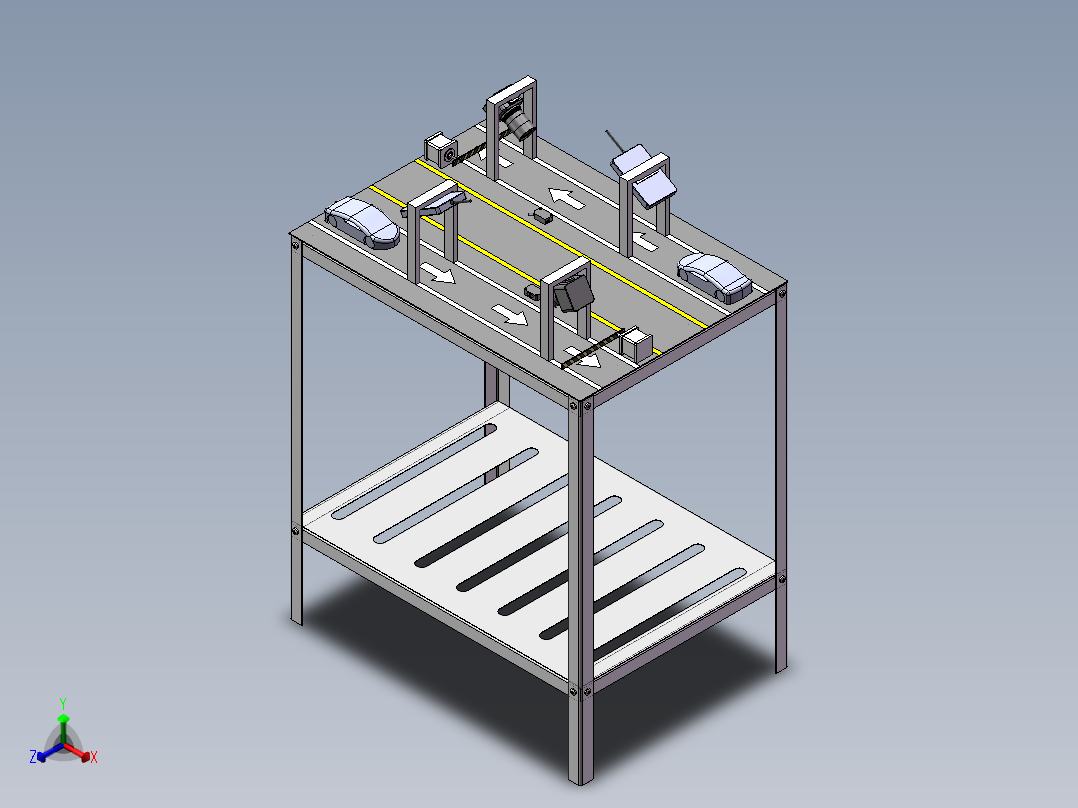 高速收费口示意模型正等轴测图