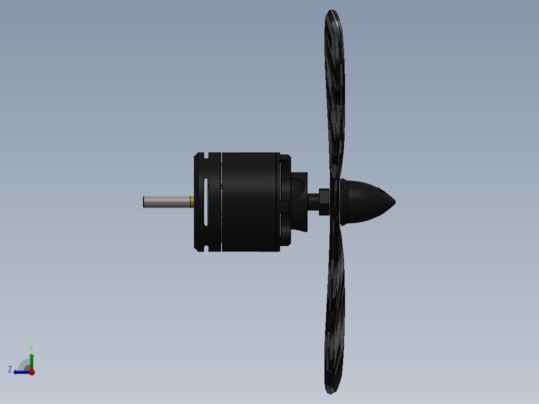 sunnysky 1000kv电动机带螺旋桨右视图