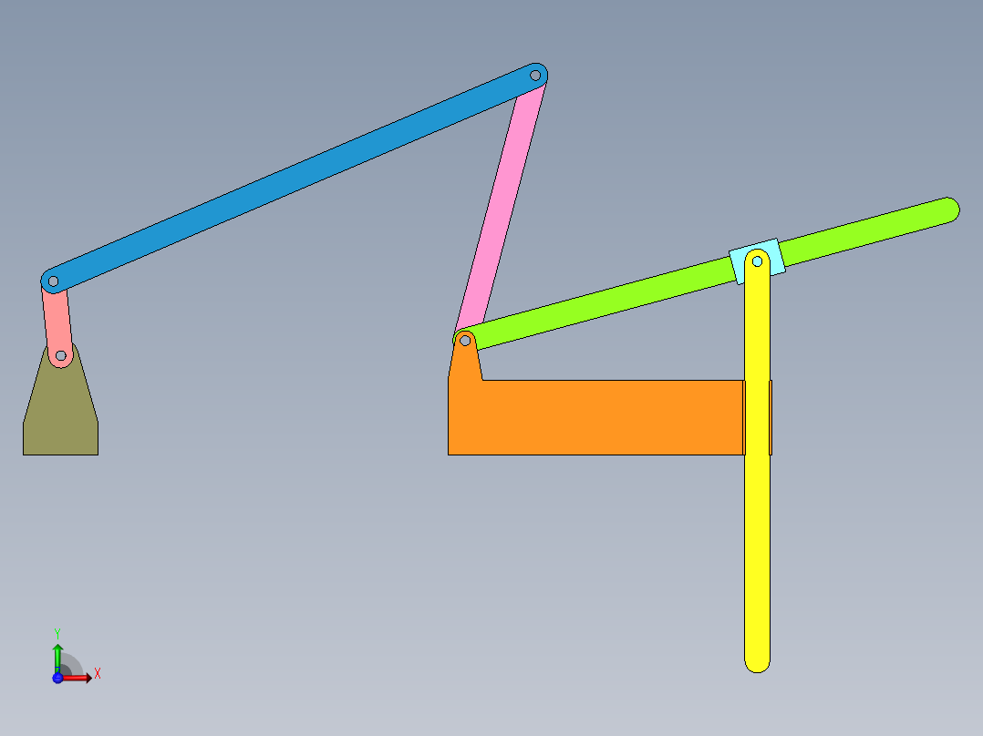 曲柄摇杆与正切机构串接前视图