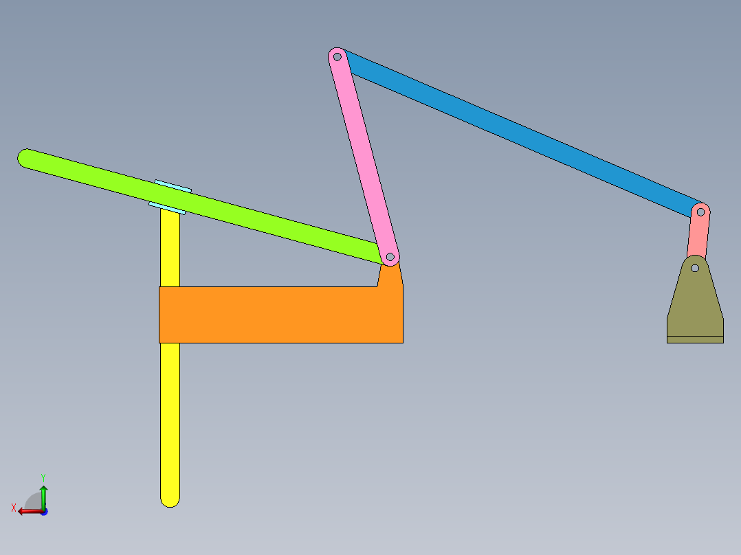 曲柄摇杆与正切机构串接后视图