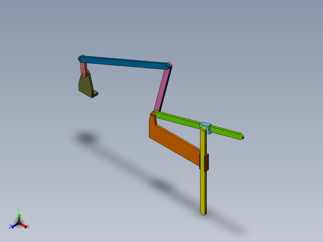 曲柄摇杆与正切机构串接正等轴测图