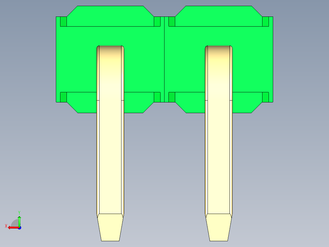 彩色公排针 100mil 2.54mm 系列-DS1022_green_1x02p_100mil_TypeD_rev1.0后视图