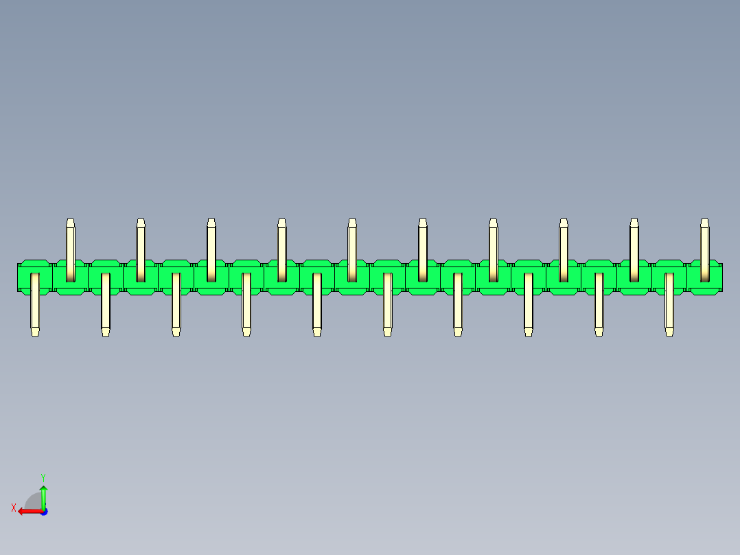 彩色公排针 100mil 2.54mm 系列-DS1022_green_20p_100mil_Type_SMT_R1_rev1.0后视图