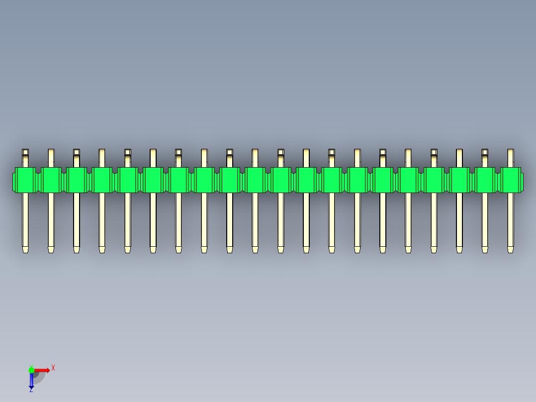 彩色公排针 100mil 2.54mm 系列-DS1022_green_20p_100mil_Type_SMT_R1_rev1.0俯视图