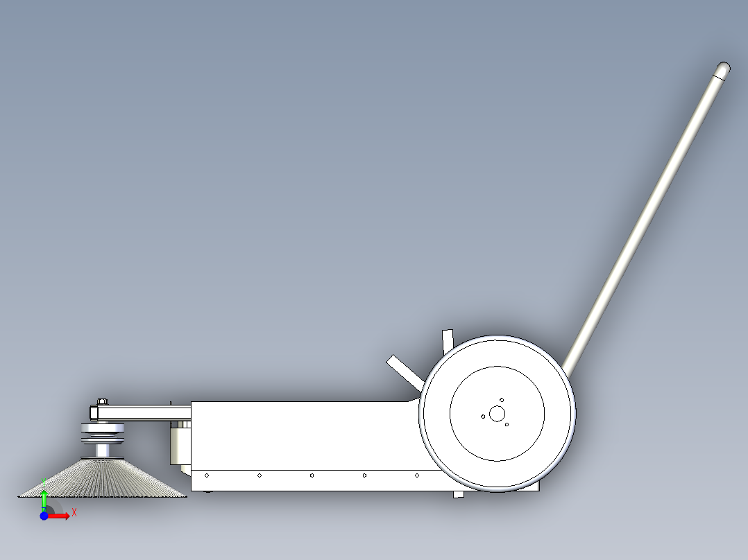 手推式清扫车三维模型+CAD图纸前视图