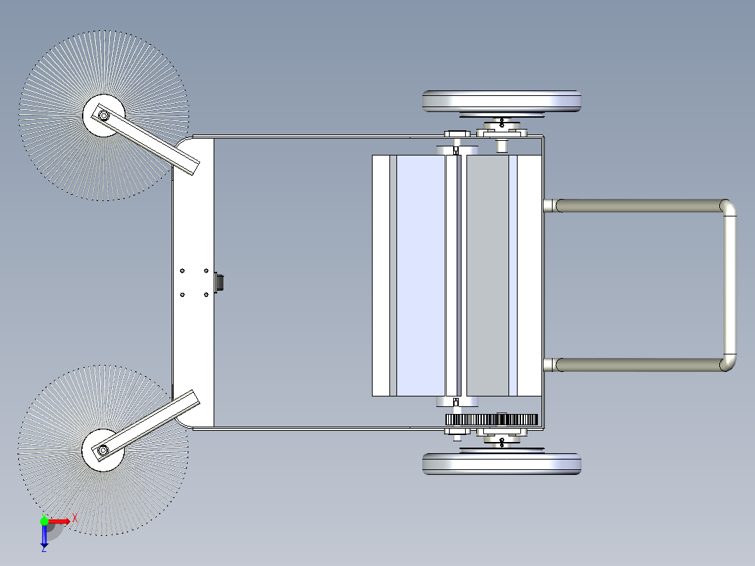 手推式清扫车三维模型+CAD图纸俯视图
