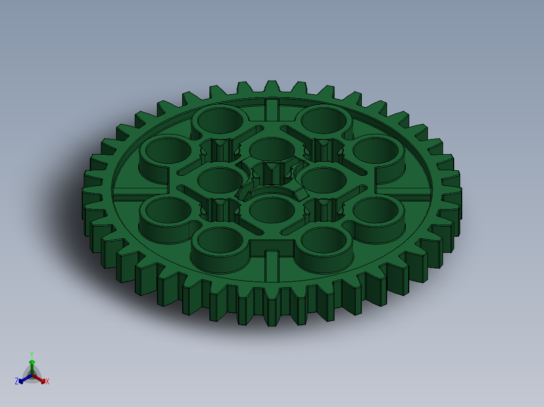 3649 Dark Green Technic Gear 40 Tooth.SLDPRT