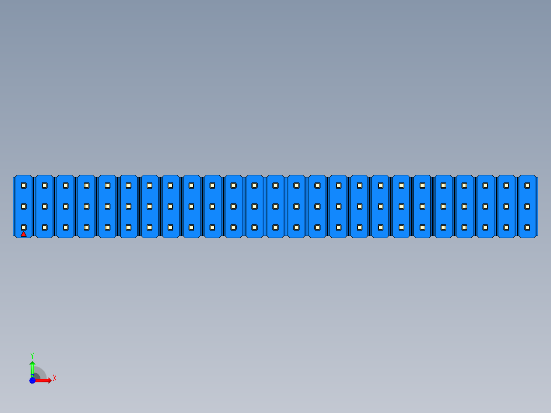 彩色公头100mil（2.54mm）系列-DS1021_blue_3x25p_100mil_Type1_rev1.0前视图
