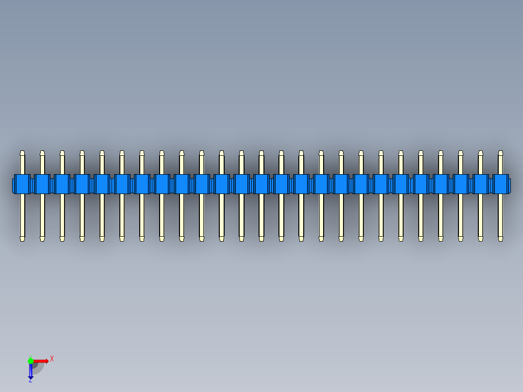 彩色公头100mil（2.54mm）系列-DS1021_blue_3x25p_100mil_Type1_rev1.0俯视图