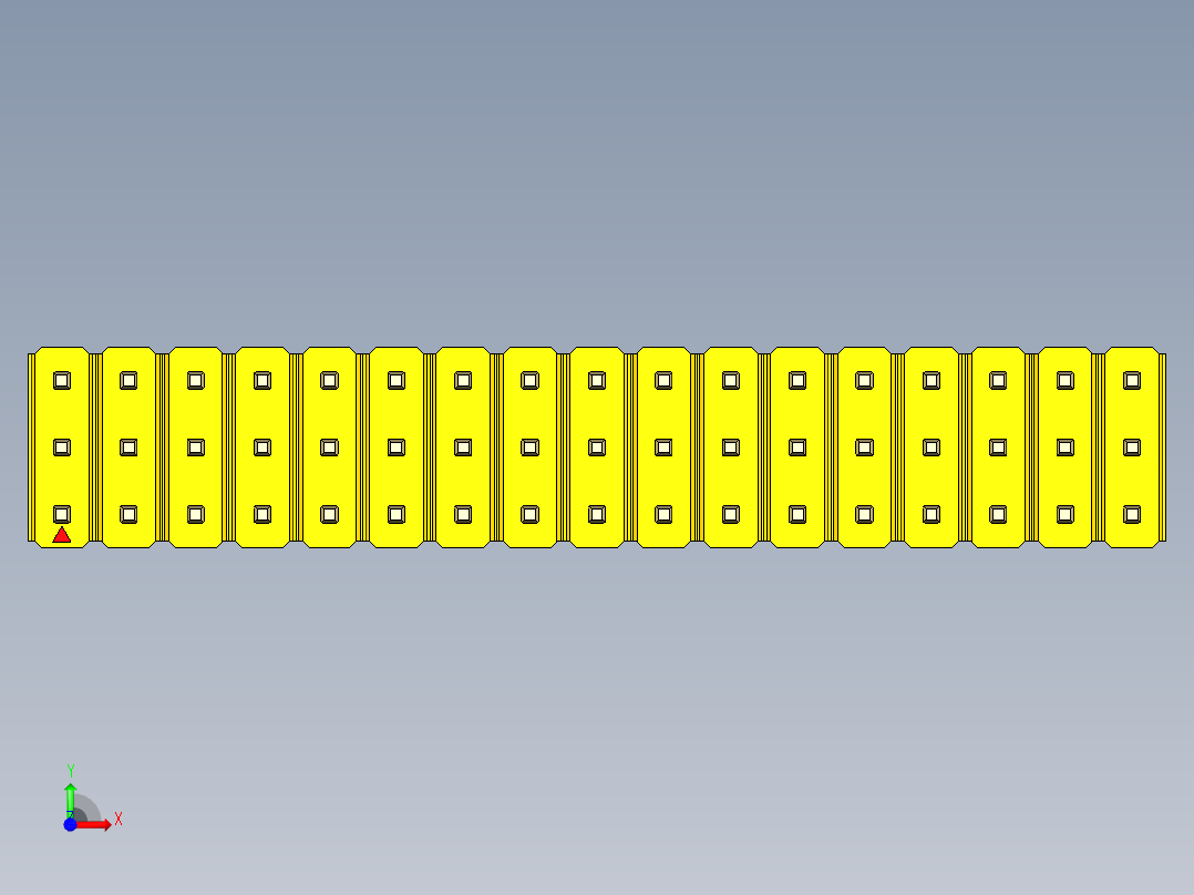 彩色公头100mil（2.54mm）系列-DS1021_yellow_3x17p_100mil_Type1_rev1.0前视图