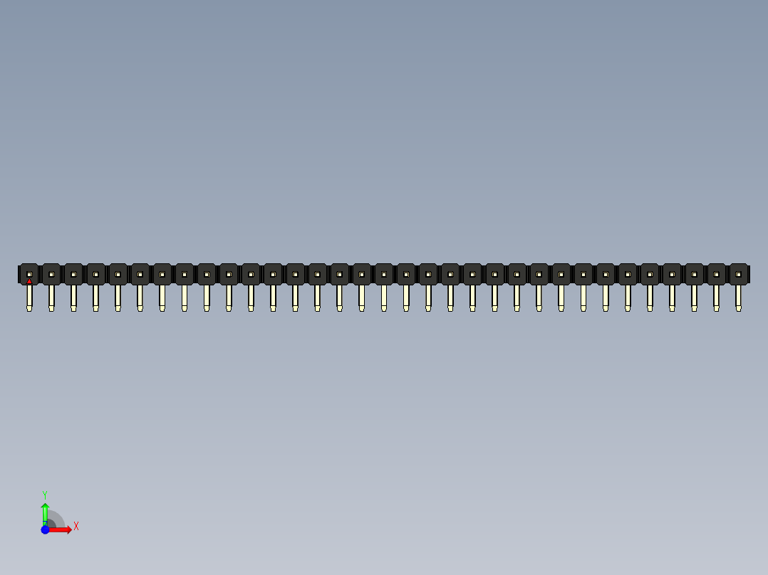 彩色公排针 100mil 2.54mm 系列-DS1022_black_1x33p_100mil_TypeD_rev1.0前视图