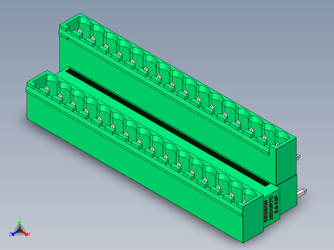 DEGSON 2EDG 系列 5.0mm 可插拔接线端子组-2EDGRTC-5.0-32P-14-00AH正等轴测图