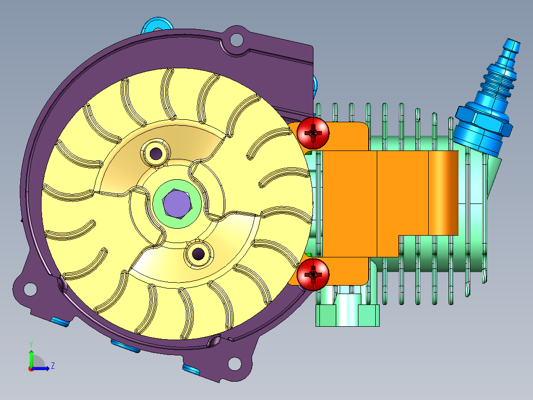 三轮车通用机头发动机左视图