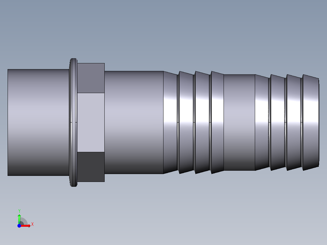 25AFV BSP软管接头的阳螺纹端前视图