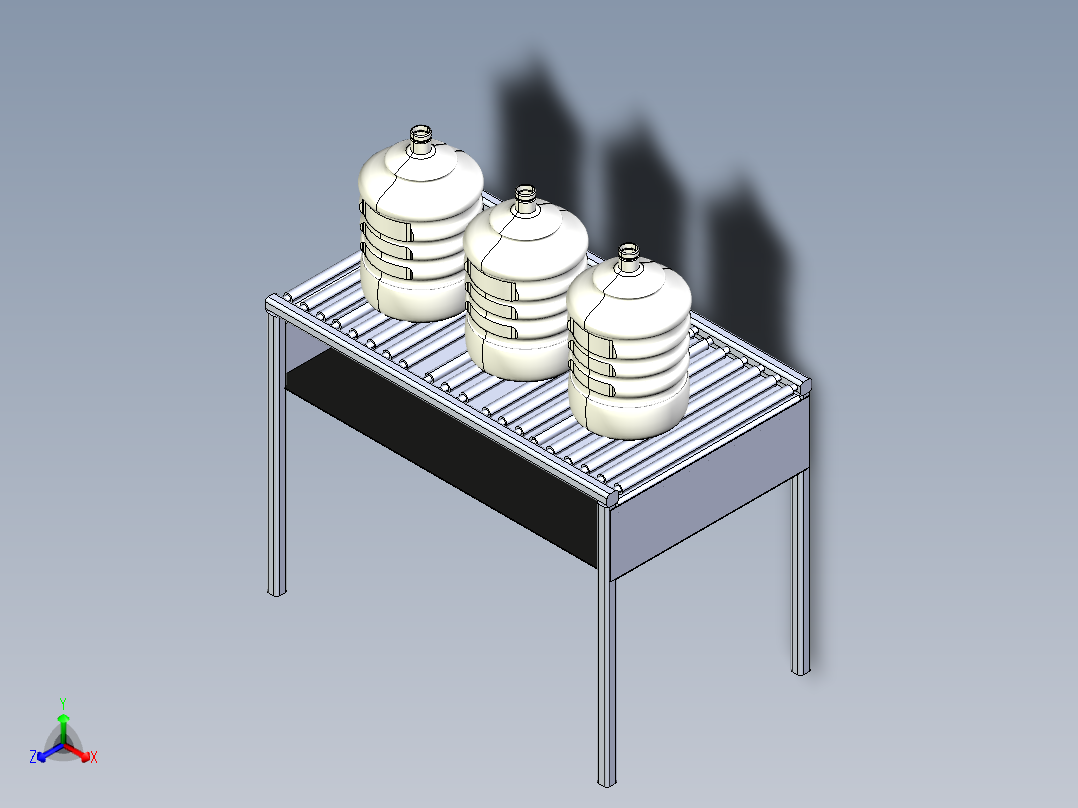 滚筒输送机 (2)正等轴测图