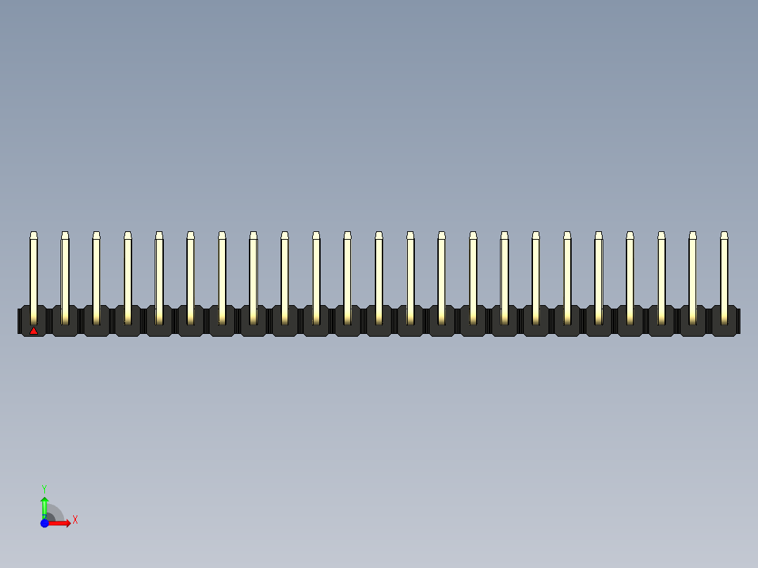 彩色公排针 100mil 2.54mm 系列-DS1022_black_23p_100mil_TypeU_rev1.0前视图