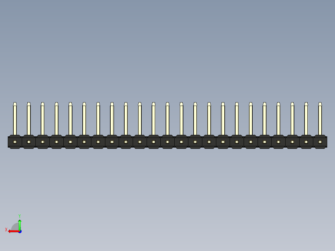 彩色公排针 100mil 2.54mm 系列-DS1022_black_23p_100mil_TypeU_rev1.0后视图