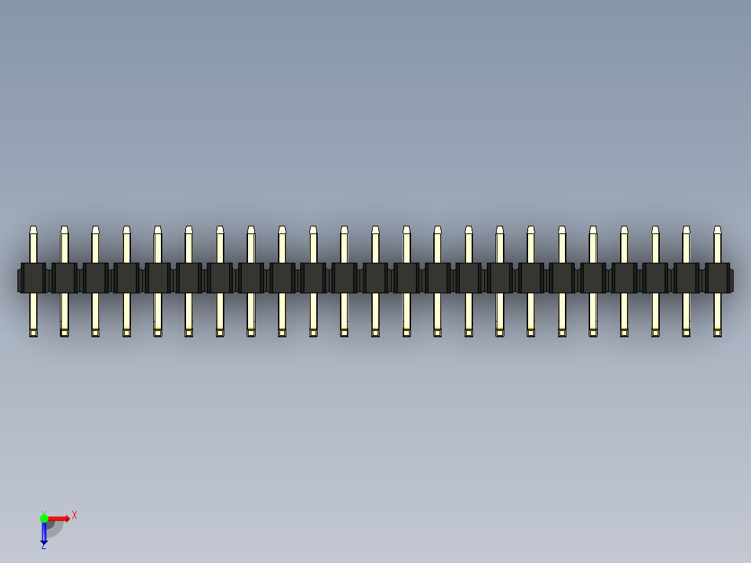 彩色公排针 100mil 2.54mm 系列-DS1022_black_23p_100mil_TypeU_rev1.0俯视图