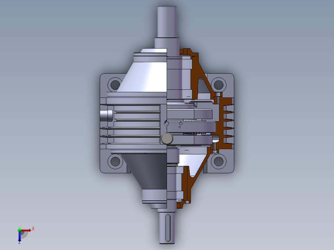 JX604-两级 二级行星齿轮减速器设计三维建模含CAD图纸俯视图
