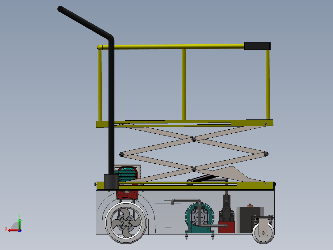 果园水果采摘升降平台的设计【含三维SolidWorks】后视图