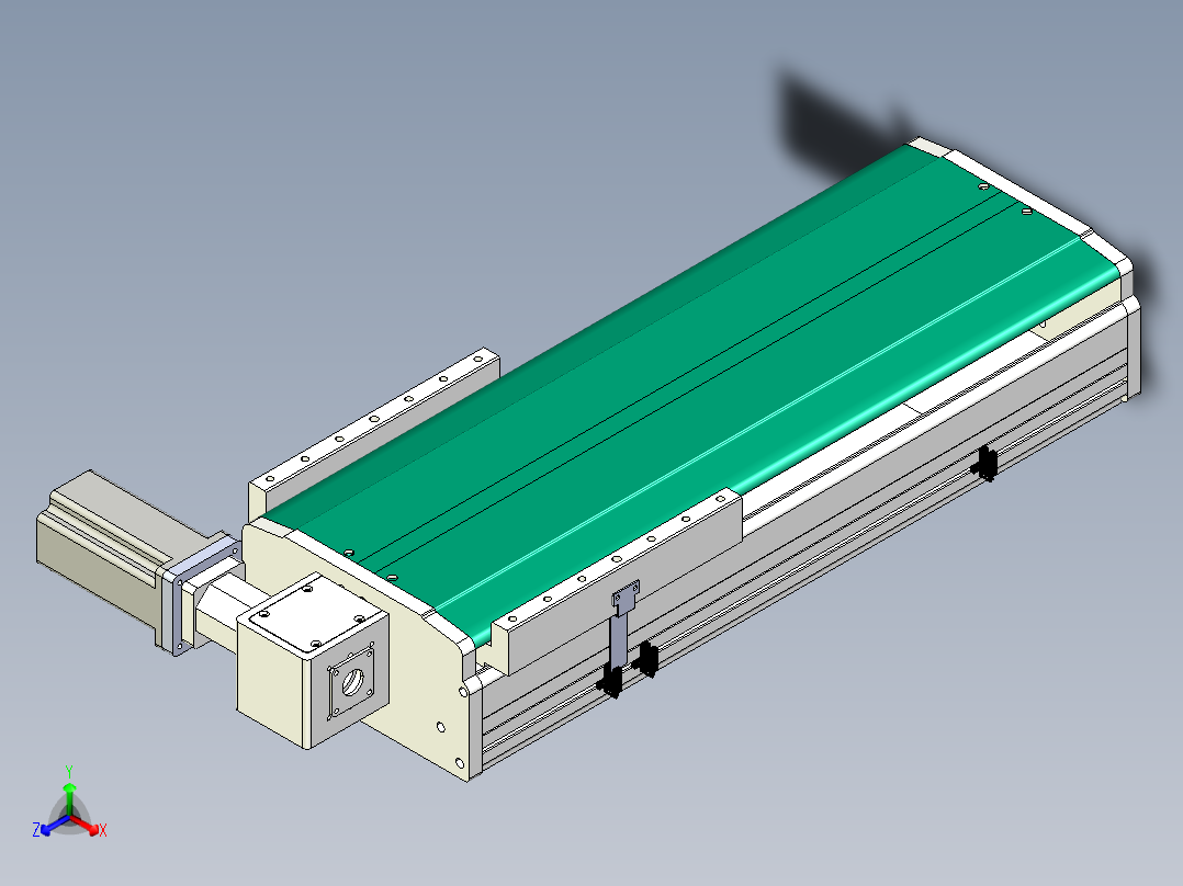 东锦同步带传动-直线滑台模组DH270B-C-L150-S350-BL-P750W-C3正等轴测图