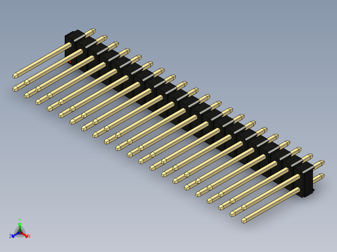 彩色公头100mil（2.54mm）系列-DS1021_black_2x21p_100mil_Type5_rev1.0正等轴测图
