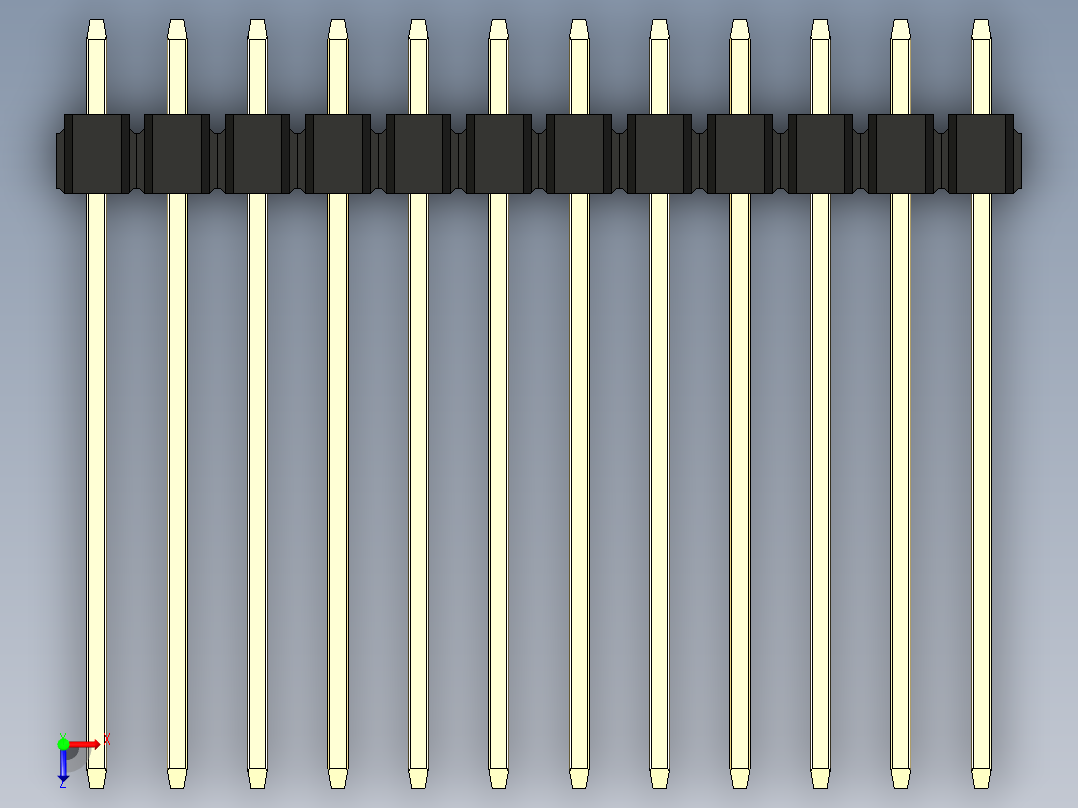彩色公头100mil（2.54mm）系列-DS1021_black_3x12p_100mil_Type19_rev1.0俯视图