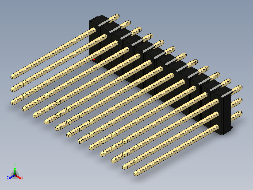 彩色公头100mil（2.54mm）系列-DS1021_black_3x12p_100mil_Type19_rev1.0正等轴测图