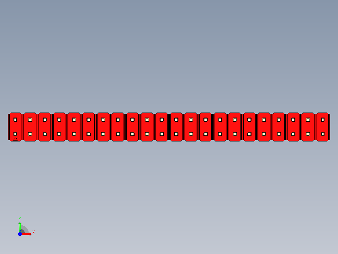 彩色公头100mil（2.54mm）系列-DS1021_red_2x22p_100mil_Type5_rev1.0前视图