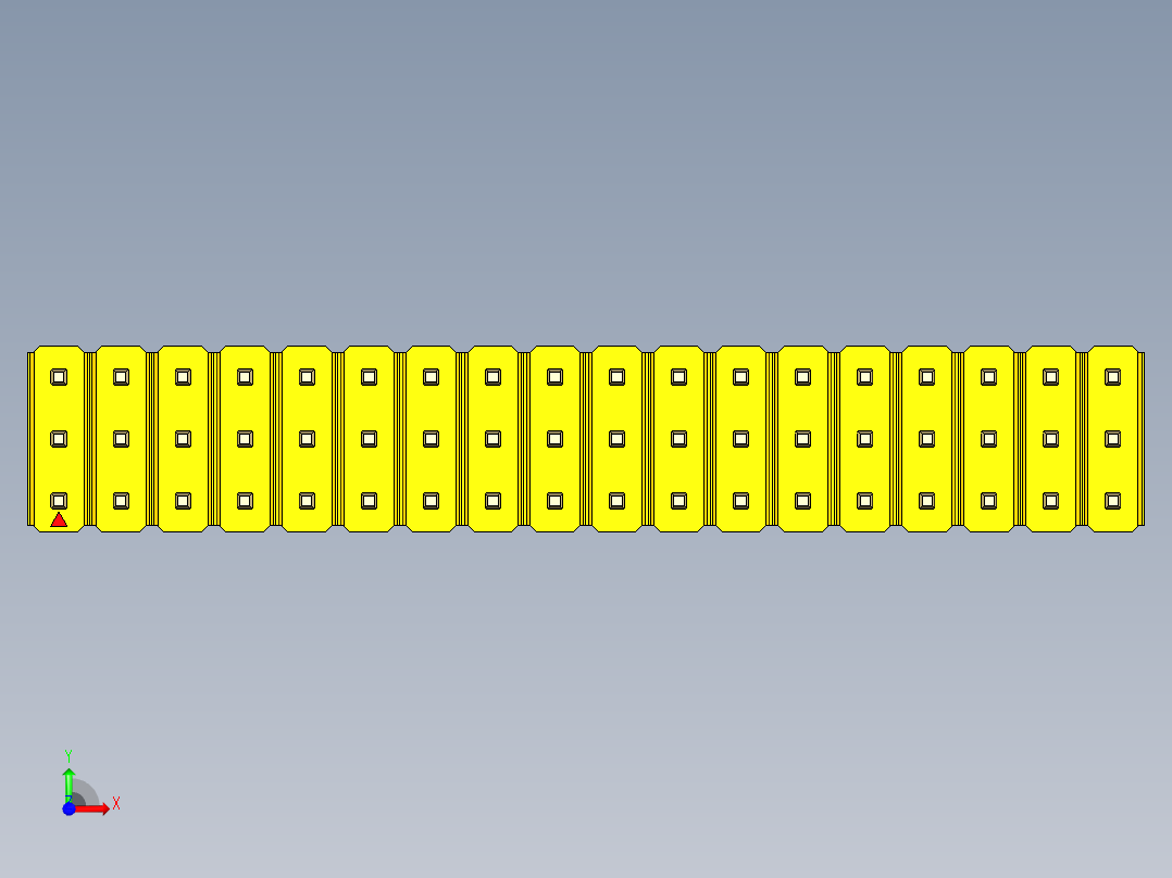 彩色公头100mil（2.54mm）系列-DS1021_yellow_3x18p_100mil_Type43_rev1.0前视图