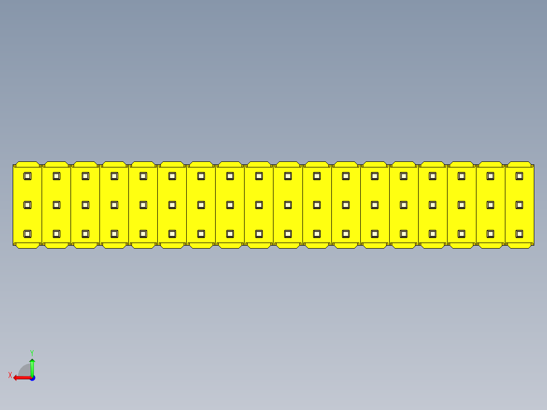 彩色公头100mil（2.54mm）系列-DS1021_yellow_3x18p_100mil_Type43_rev1.0后视图